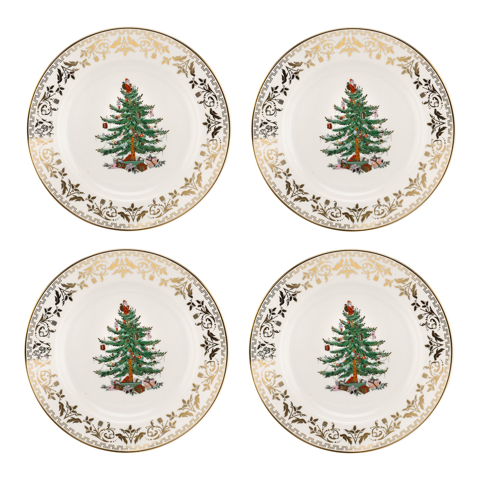 Spode Christmas Tree Gold Salad Plate 8" Set of 4 Chairish
