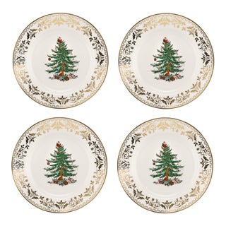 Spode Christmas Tree Gold Salad Plate 8" - Set of 4 For Sale