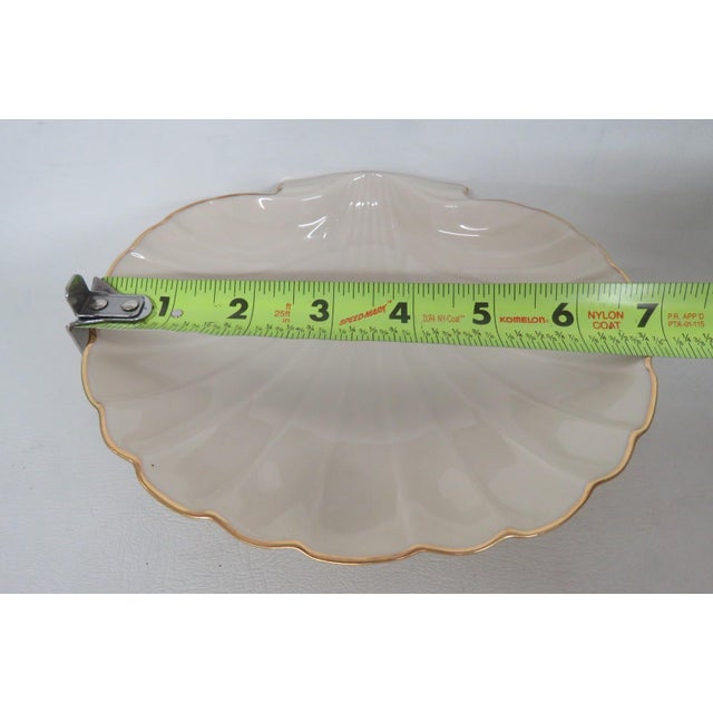Late 20th Century Lenox Aegean Shell Shaped Ivory Porcelain Dishes 2 Pair With 24k Gold Trim For Sale - Image 10 of 11