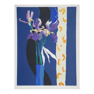Purple Orchids in Blue Vase, Donald Fraser For Sale