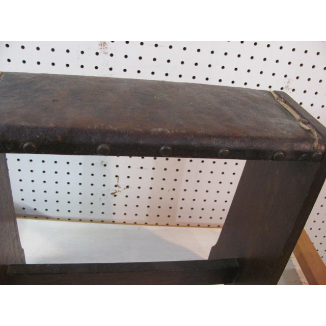 Wood Oak Stool by Lakeside Craft Shops Arts & Crafts Stickley Era 1910 Rare For Sale - Image 7 of 14