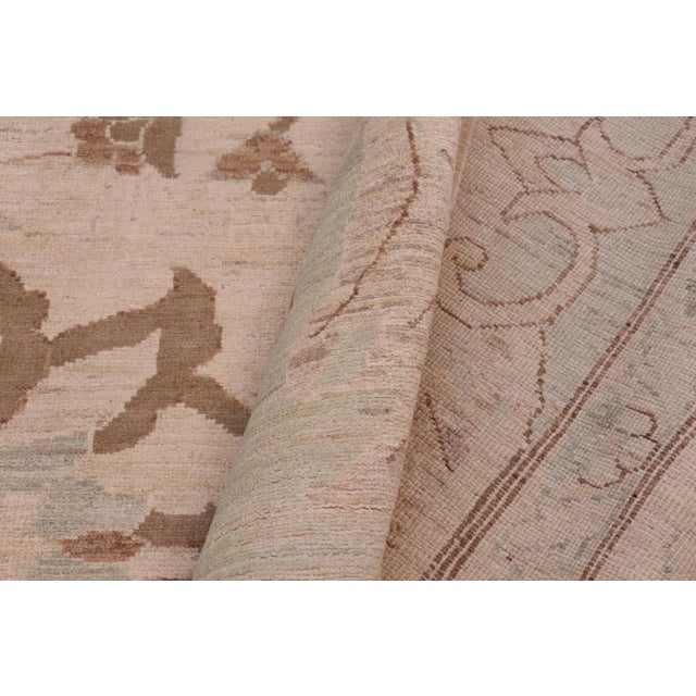 Textile Bohemien Ziegler Tan Green Hand-Knotted Wool Rug - 13'3'' X 17'9'' For Sale - Image 7 of 8