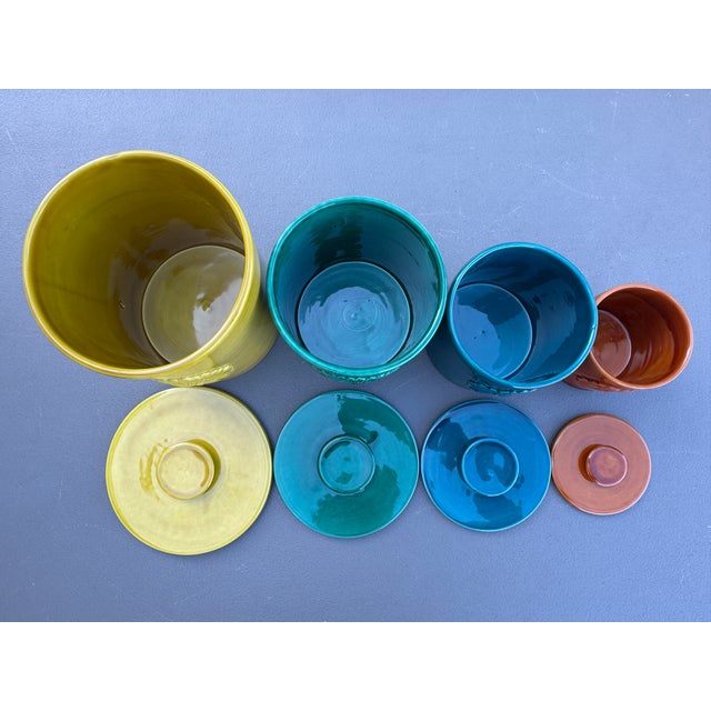 1960s Glazed Ceramic Pottery Kitchen Canisters Made in Italy - Set of 4 For Sale - Image 15 of 16