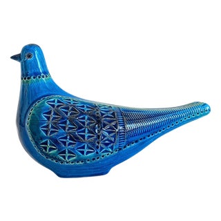 Large Ceramic Rimini Blue Dove Sculpture attributed to Aldo Londi for Bitossi, Italy, 1950s For Sale