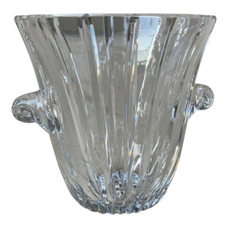 Late 20th Century Flared Swirl Cut Crystal Nautilus Shell Applied Handles Ice Bucket in the Manner of Tiffany & Company For Sale