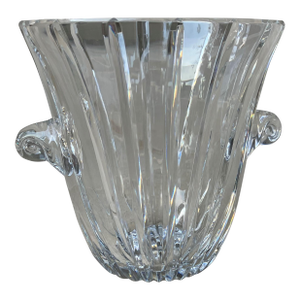 Late 20th Century Flared Swirl Cut Crystal Nautilus Shell Applied Handles Ice Bucket in the Manner of Tiffany & Company