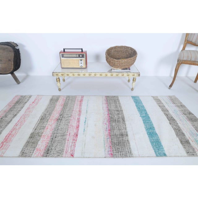 Turkish Vintage Turkish Hand-Knotted Wool Cotton Beige Kilim Runner For Sale - Image 3 of 11