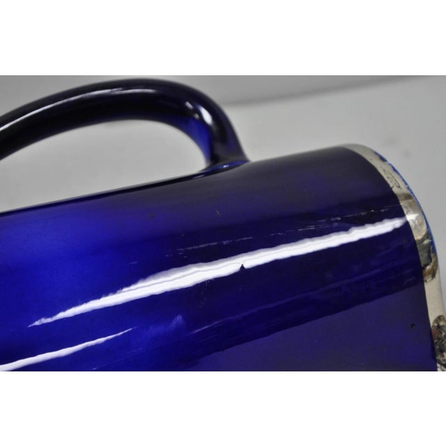 Antique 1913 60th Anni Northern Lodge No. 25 Masonic Cobalt Blue Ceramic Pitcher For Sale - Image 13 of 16