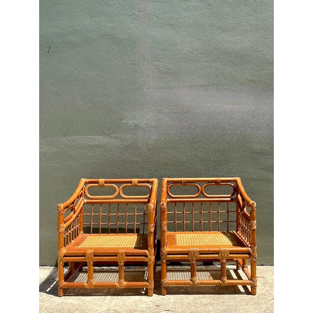 Vintage Loop Rattan Lounge Chairs - A Pair For Sale - Image 13 of 17