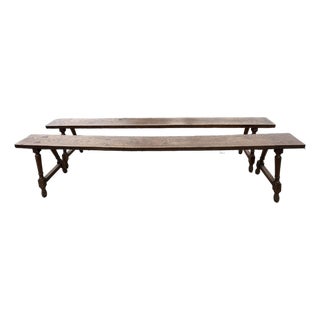 Hand Crafted Rustic Wooden Antique Benches -a Pair For Sale