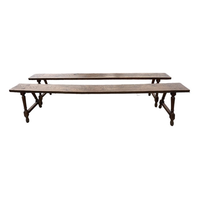 Hand Crafted Rustic Wooden Antique Benches -a Pair For Sale