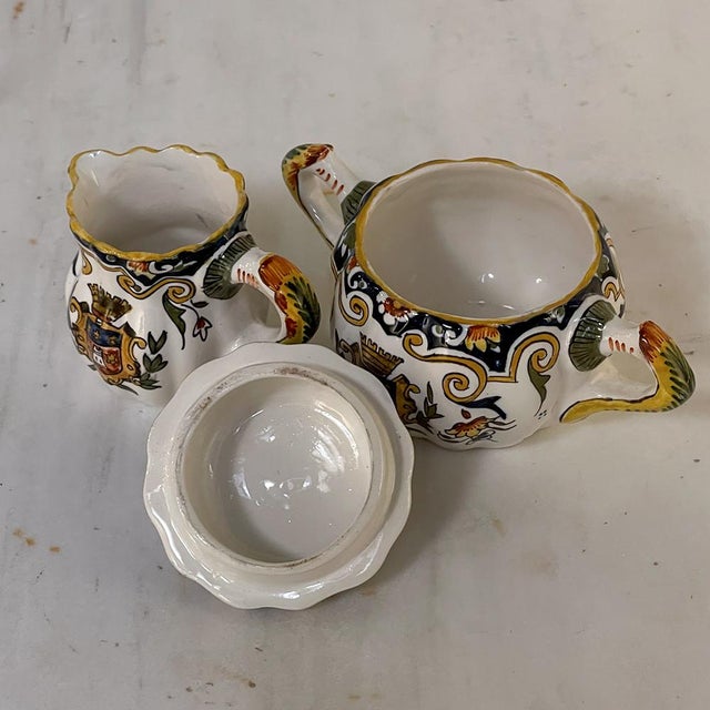 Ink Blue 19th Century French Faience 8 Piece Hand-Painted Tea Service For Sale - Image 8 of 18