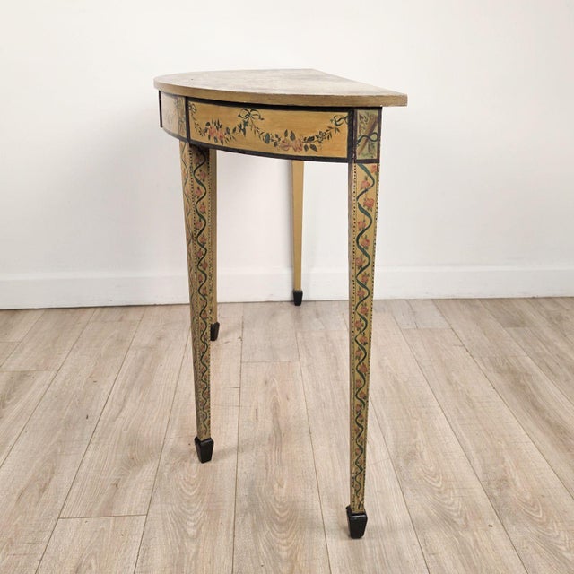 George III Style English Painted Demilune Console, Circa 1920 For Sale - Image 9 of 13