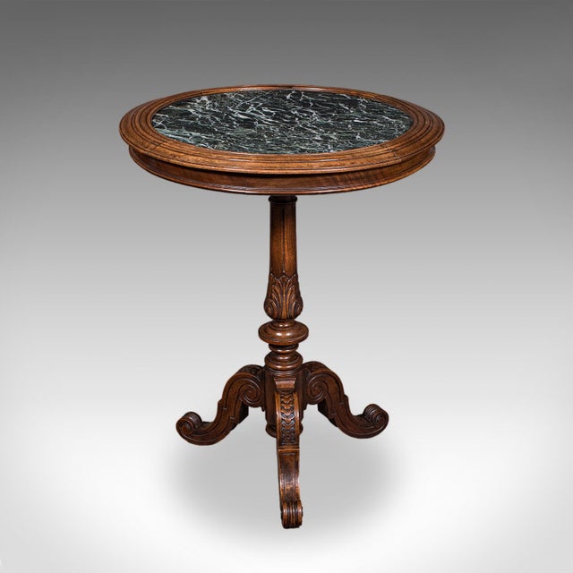 Antique Decanter Table, English, Walnut, Marble, Wine, Cocktail, High Victorian For Sale - Image 4 of 12