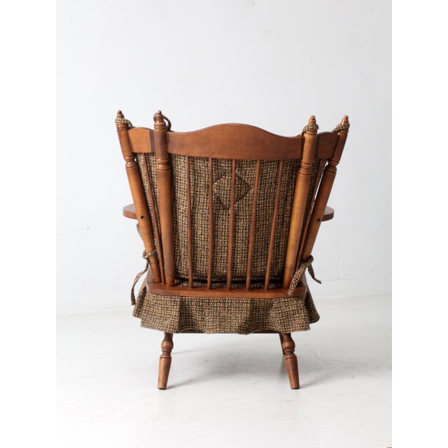 Mid Century Maple Wing Back Spring Rocking Chair For Sale - Image 9 of 12