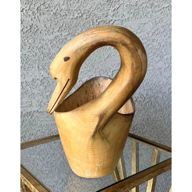 Mid 20th-Century Hand-Hewn Swan-Shaped Decorative Wooden Bowl / Cachepot, Mexico For Sale - Image 14 of 18