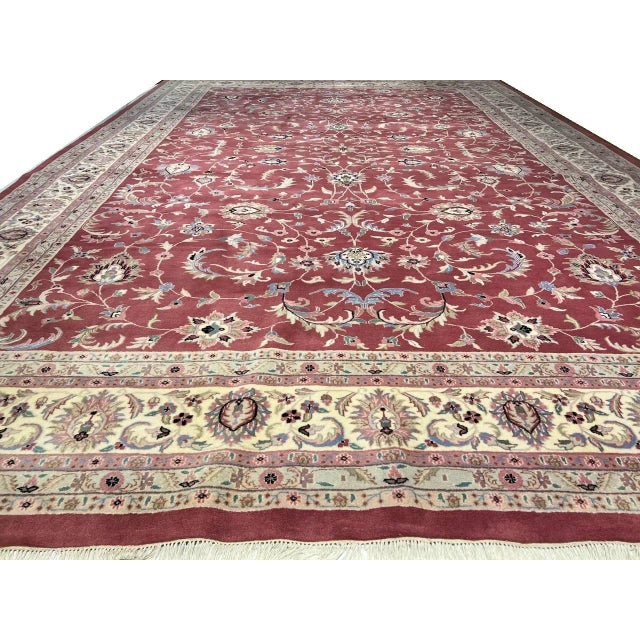 Textile Fine Hand Knotted Persian Kashan Rug For Sale - Image 7 of 13