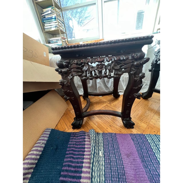 Late 19th Century Chinese Rosewood Carved Plant Stand or Side Table For Sale - Image 9 of 12