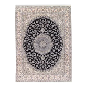 2020s Persian Nain Hand-Knotted Lamb's Wool & Silk Rug