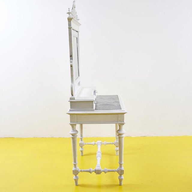 White Make-Up Cabinet with Mirror and Marble, 1900s For Sale - Image 8 of 18