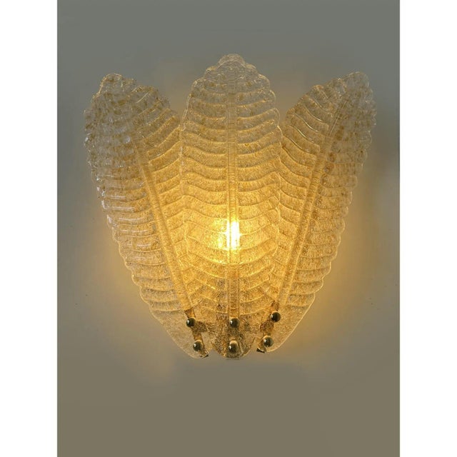 Early 21st Century Venetian Wall Sconces in Amber Graniglia Leaves Murano Glass by Simoeng for Simoeng, Set of 2 For Sale - Image 5 of 6