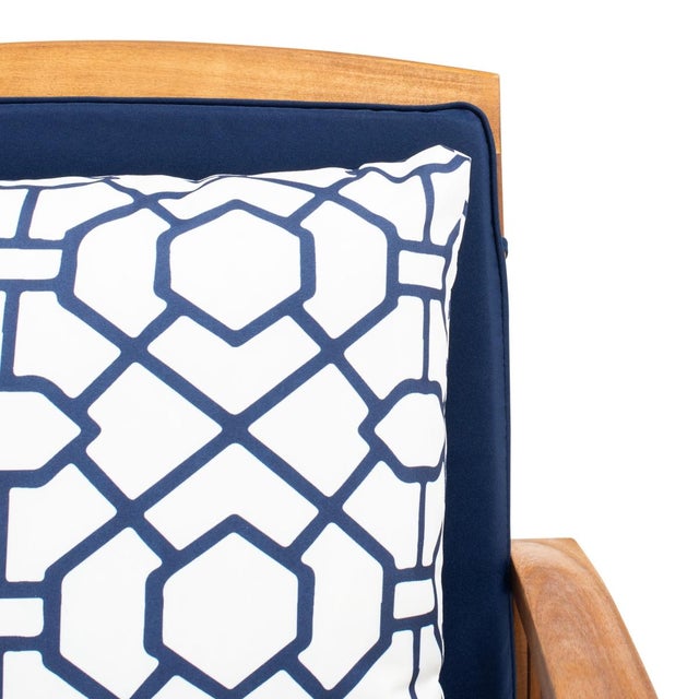 2020s Rocklin 4-Piece Outdoor Set, Natural/Navy Cushion With Blue & White Mosaic Pillows For Sale - Image 5 of 9