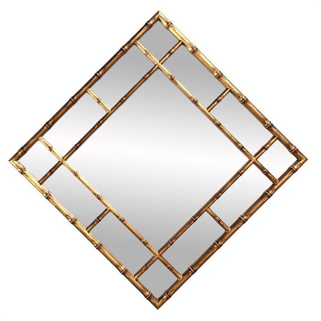 Modern Kenneth Ludwig Chicago Gold Bamboo Square Mirror For Sale - Image 3 of 5