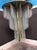 Beautiful etched and frosted panel fountain form flush mount chandelier with polished brass frame. Great quality with...
