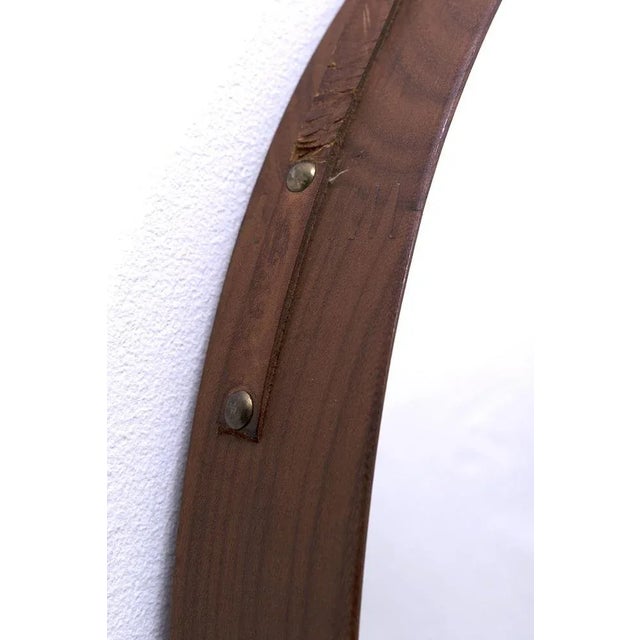 Round Mirror with Teak Frame For Sale - Image 3 of 9