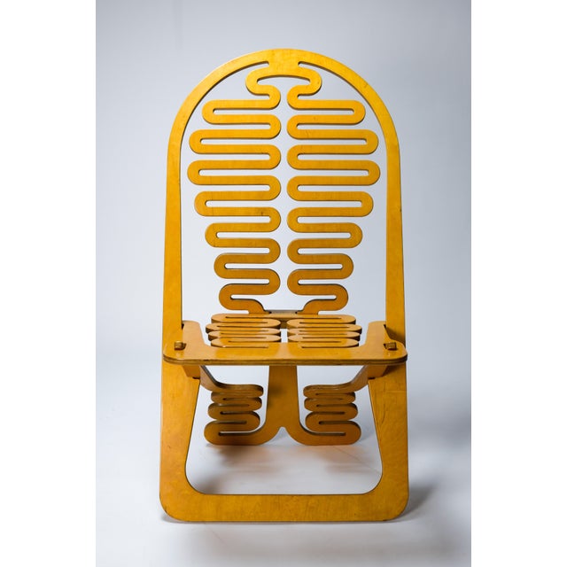 Mustard Mid-Century Modern Lumbarest Chair by Gregg Fleishman, 1985 For Sale - Image 8 of 11