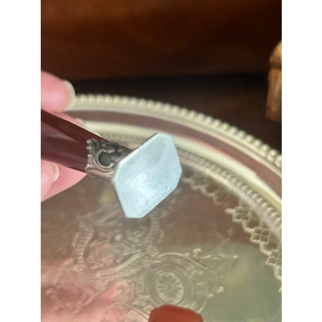 Antique French Banded Agate and Silver Desk Seal For Sale - Image 4 of 5
