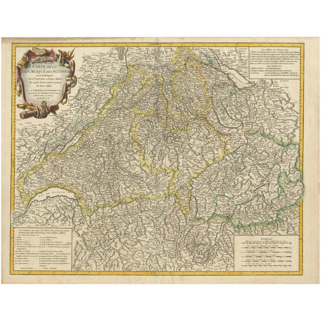 Map of the Swiss Confederation by Robert De Vaugondy, 1756 For Sale