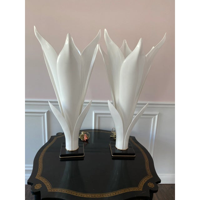 Mid-Century Modern 1980s Rougier Lucite Table Lamps - a Pair For Sale - Image 3 of 12