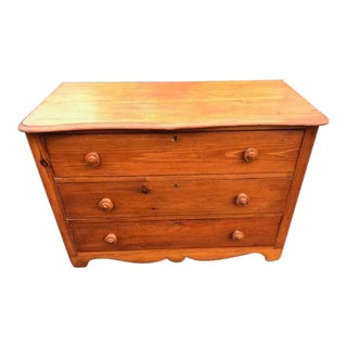Mid 19th Century Antique Refinished Victorian Cottage Pine 3 Drawer Dresser For Sale