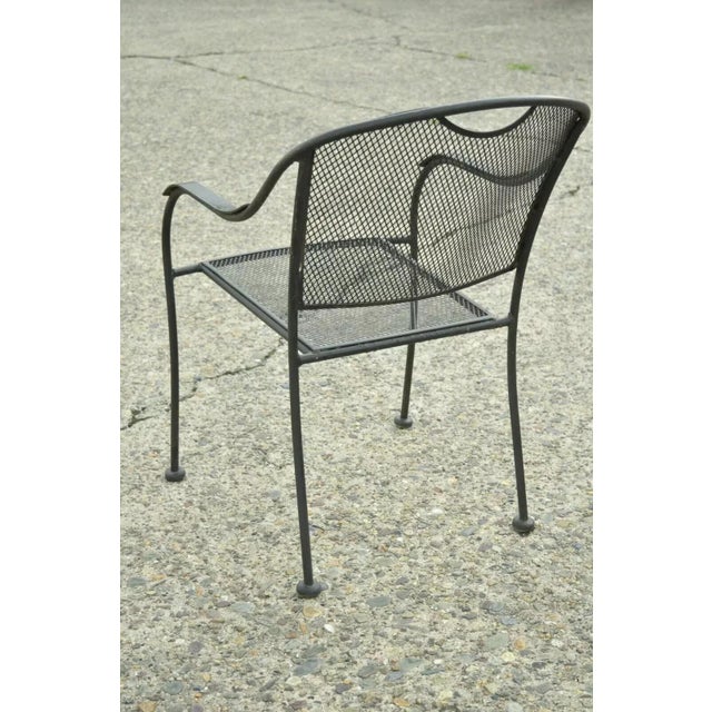 20th Century Modern Wrought Iron Sculptural Black Outdoor Arm Chairs - Set of 4 For Sale - Image 10 of 12