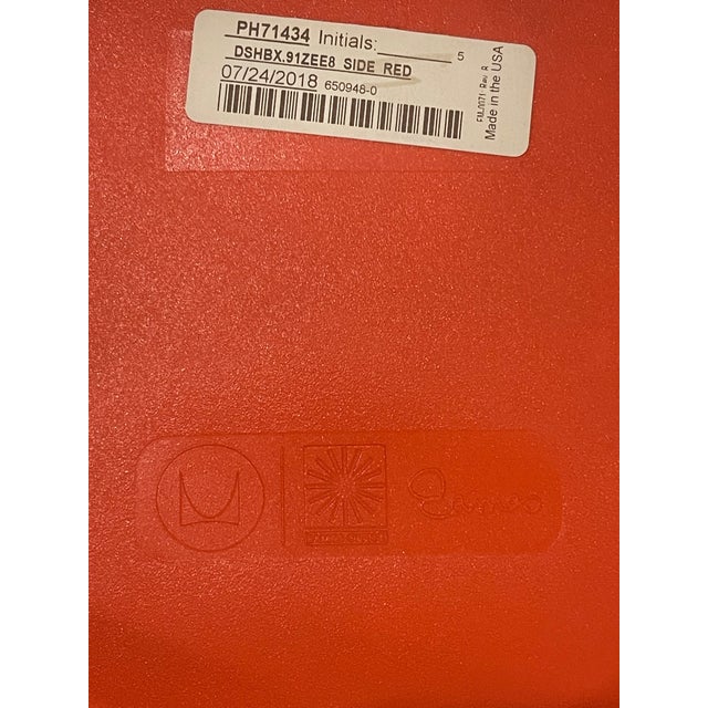 Eames Herman Miller Bar Stools in Red/Orange Molded Fiberglass Seats-Mid Century Design For Sale - Image 4 of 4