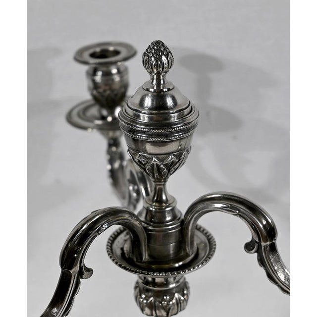 Silver Silver Bronze Candleholders, Late 19th Century, Set of 2 For Sale - Image 8 of 18