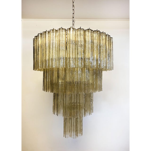 Vintage Murano Glass Tiered Chandelier with 78 Glasses in Light Amber, 1990s For Sale - Image 10 of 18