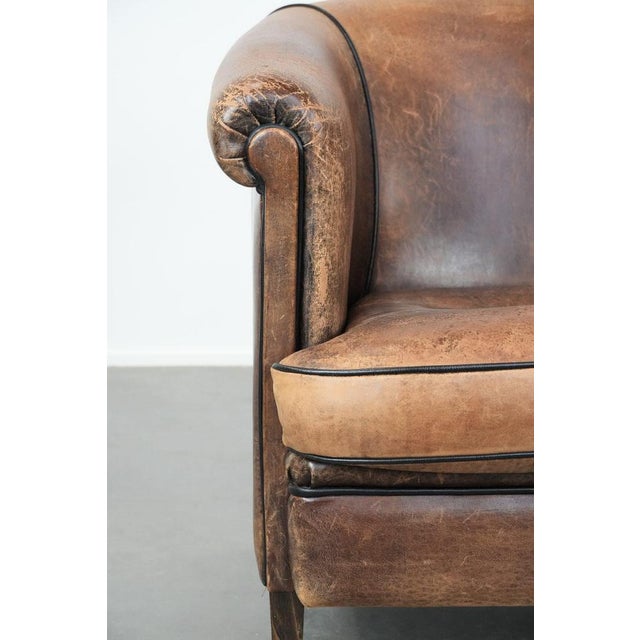 Vintage Club Chair in Sheepskin Leather For Sale - Image 9 of 14