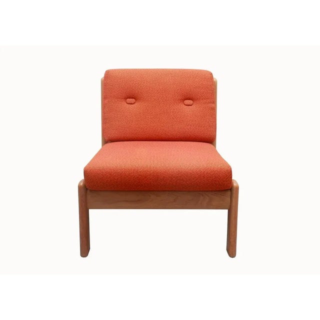 Lounge Chair in Light Oak and Orange Upholstery, 1975 For Sale - Image 12 of 12