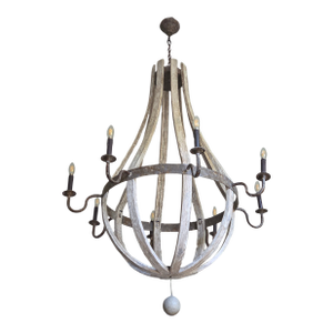 1970s 8 Light Dimmable Rustic Empire Chandelier