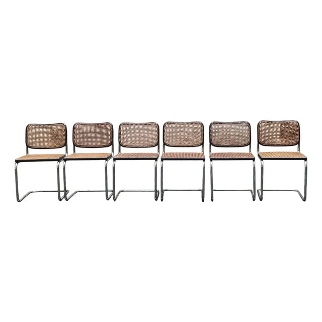 Cesca Chairs by Marcel Breuer for Gavina, Italy, 1970s, Set of 6 For Sale