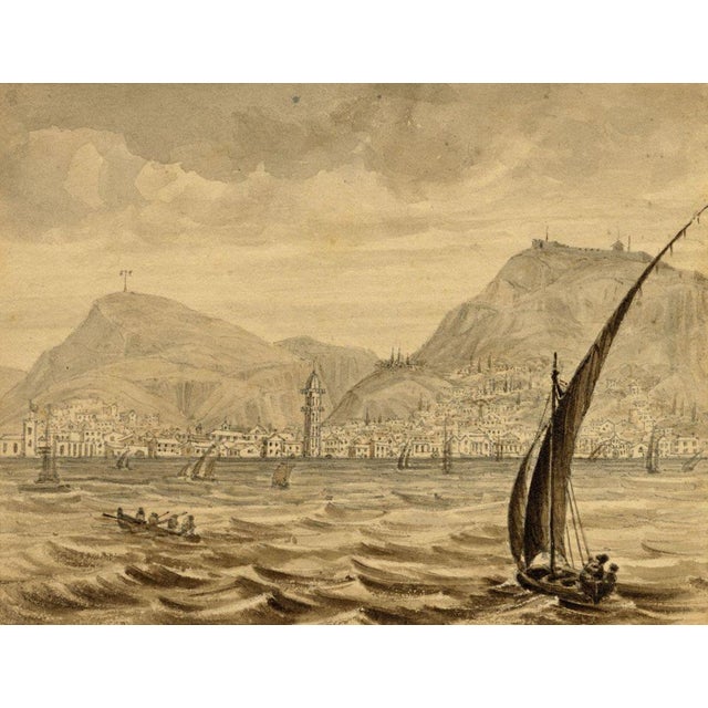 Possibly James Holland OWS, Zante from the Harbour, Greece, 1830s, Watercolour For Sale - Image 4 of 4