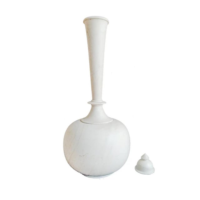 Indian Hand-Carved White Marble Vase, 28 Inches Tall, Late 20th Century For Sale - Image 3 of 16