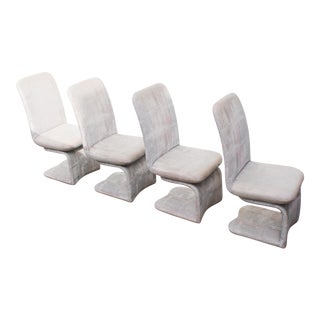 1990s Milo Baughman for Carson's Postmodern Cantilever Swivel Rolling Dining Chairs - Set of 4 For Sale