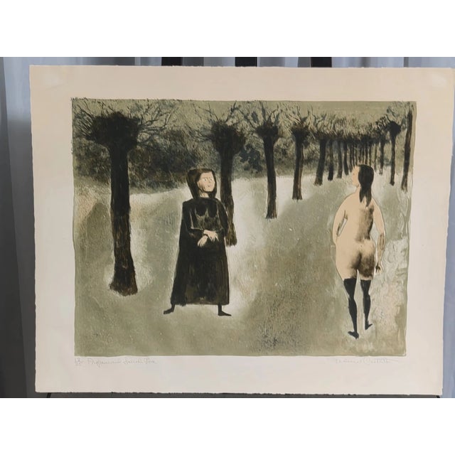 Black Framed 1963 "Profane and Sacred Love" by Federico Castellón W/ Time Capsule Back For Sale - Image 8 of 12