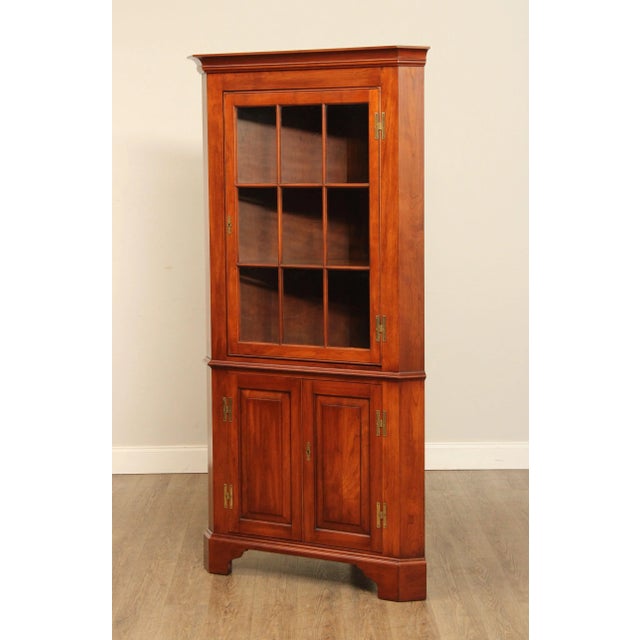 1980s Henkel Harris Georgian Style Cherry Corner Cabinet For Sale - Image 11 of 13