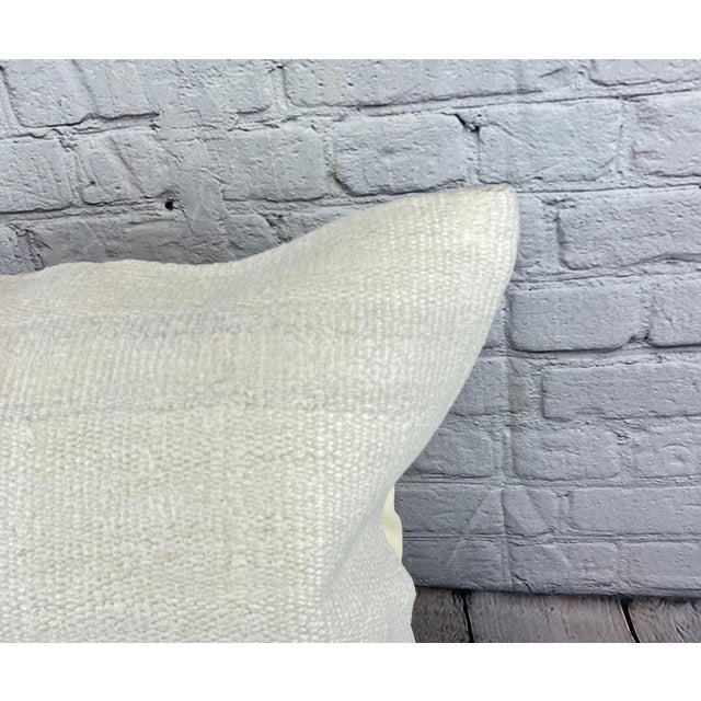 Turkish Turkish Cushion Natural Grayish White Pillow Cushion Cover For Sale - Image 3 of 4