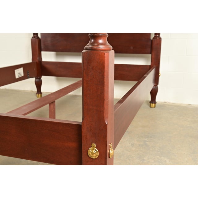 Wood Baker Furniture Historic Charleston Georgian Carved Mahogany Queen Size Poster Bed For Sale - Image 7 of 10