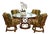 1960s Coastal Rattan Bamboo Dining Table & 4 Chairs Glass Top For Sale